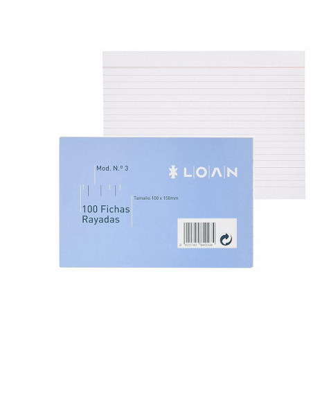 FICHAS LOAN RAYADAS Nº3 100X150MM 100UD