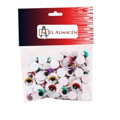 OJOS MÓVILES NEGROS PESTAÑA COLORES 10MM 50 UDS