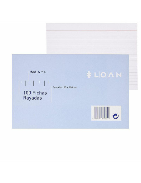 FICHAS LOAN RAYADAS Nº4 125X200MM 100UD