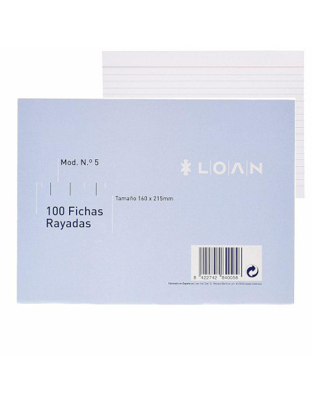FICHAS LOAN RAYADAS Nº5 160X215MM 100UD