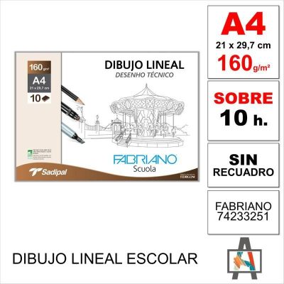 LÁMINA DIBUJO LINEAL FAB  A4 160G 10H 74233251