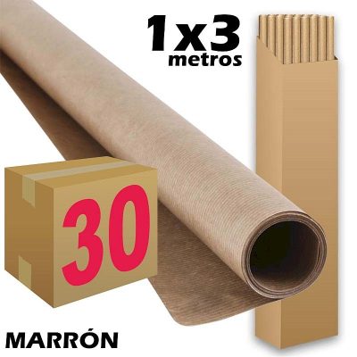 PAPEL KRAFT SADIPAL ROLLO 1X3M MARRON CAJA 30 UD