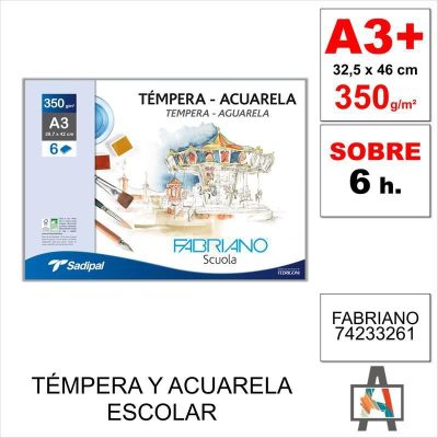 LÁMINA TEMPERA-ACUARELA FAB  A3 350G 6H 74233261