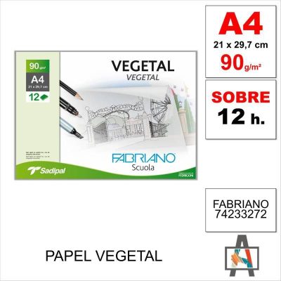 PAPEL VEGETAL FABRIANO S 12 H A4 210X297 90G 74233