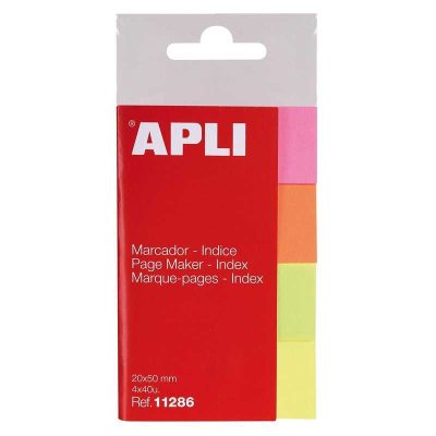 BANDERITA ADHESIVA APLI 50X20MM 4X40H PAPEL FLUOR