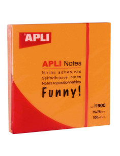 NOTAS ADHESIVAS APLI 75X75MM 100H NARANJA INTENSO