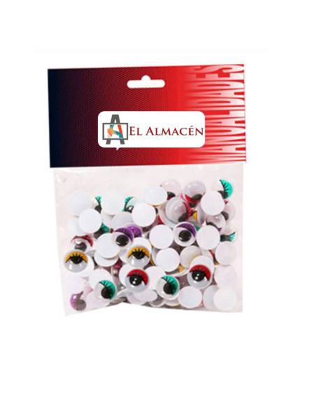 OJOS MÓVILES NEGROS PESTAÑA COLORES 8MM 50 UDS