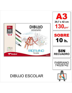 LÁMINA DIBUJO SCUOLA FAB  A3 130G 10H 74029742