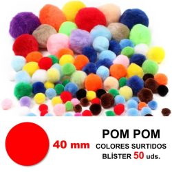 POM POM 40MM BOLSA 50 UDS COLORES SURTIDOS