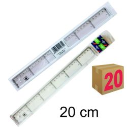 REGLA ESCOLAR DFH TRANSPARENTE CON BISEL 20CM C/20