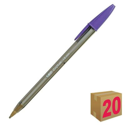 BOLÍGRAFO BIC CRISTAL FUN VIOLETA CAJA 20 UDS