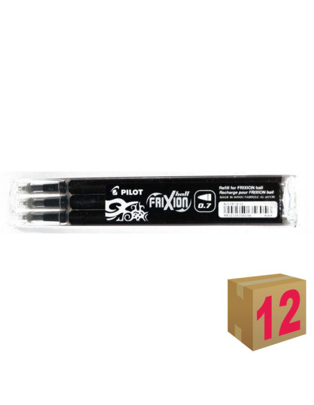 RECAMBIO BOLÍGRAFO PILOT FRIXION NEGRO 3UD C/12