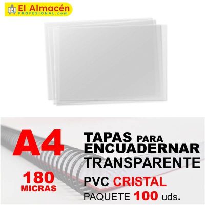 TAPA ENCUADERNAR PVC A4 180MIC TRANSP 100 UDS