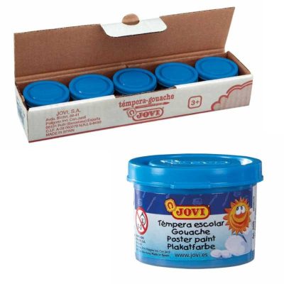 TÉMPERA JOVI ESCOLAR 35ML AZUL CYAN CAJA 5UN