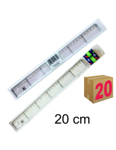 REGLA ESCOLAR DFH TRANSPARENTE CON BISEL 20CM C/20