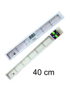 REGLA ESCOLAR DFH TRANSPARENTE CON BISEL 40CM