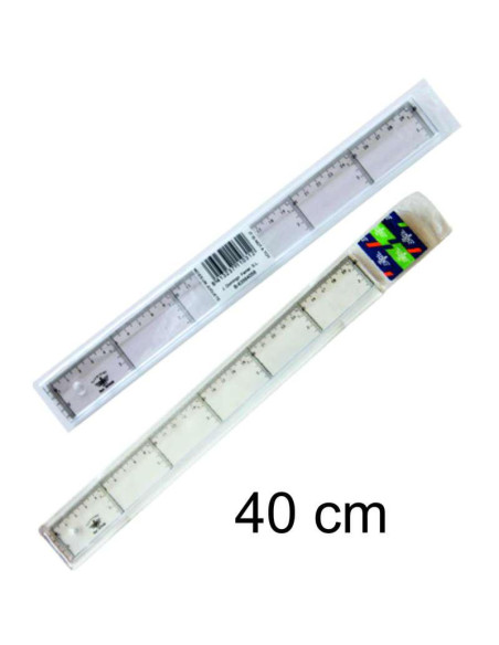 REGLA ESCOLAR DFH TRANSPARENTE CON BISEL 40CM