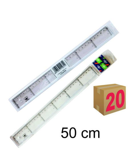 REGLA ESCOLAR DFH TRANSPARENTE CON BISEL 50CM C/20
