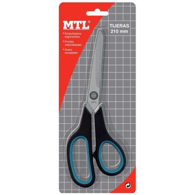 TIJERA PARA OFICINA MANGO CAUCHO NEGRO/AZUL 21CM