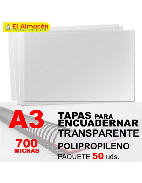 TAPA ENCUADERNAR PP A3 700MIC TRANSPARENTE PAQUETE