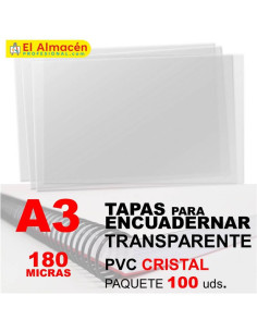 TAPA ENCUADERNAR PVC A3 180MIC TRANSP 100 UDS