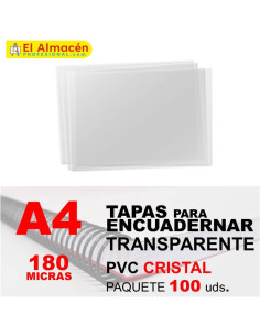 TAPA ENCUADERNAR PVC A4 180MIC TRANSP 100 UDS