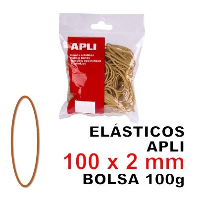 ELÁSTICOS APLI 100 X 2 MM BOLSA 100 GR MOD 12856