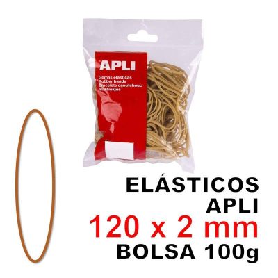 ELÁSTICOS APLI 120 X 2 MM BOLSA 100 GR MOD 12857