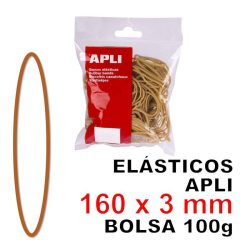 ELÁSTICOS APLI 160 X 3 MM BOLSA 100 GR MOD 12858