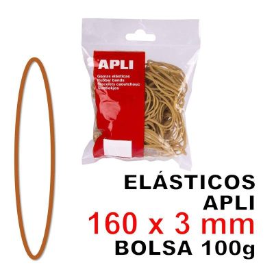 ELÁSTICOS APLI 160 X 3 MM BOLSA 100 GR MOD 12858