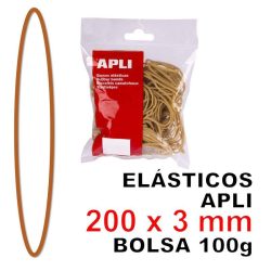 ELÁSTICOS APLI 200 X 3 MM BOLSA 100 GR MOD 12859