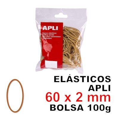 ELÁSTICOS APLI 60 X 2 MM BOLSA 100 GR MOD 12854