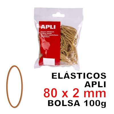 ELÁSTICOS APLI 80 X 2 MM BOLSA 100 GR MOD 12855