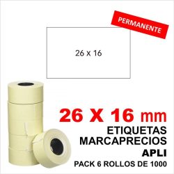 PACK 6 ROLLOS ETIQUETAS BLANCAS 26X16 PERMANENTES