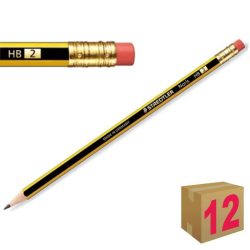 LÁPIZ STAEDTLER NORIS No2 HB CON GOMA CAJA 12 UDS